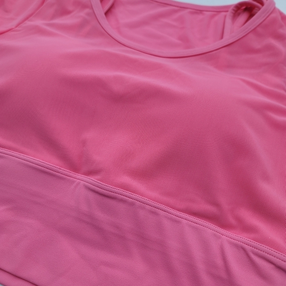 Pedigree Double Layered Mesh Crop Tee with Sports Bra Liner | Pink - Picture 4 of 10